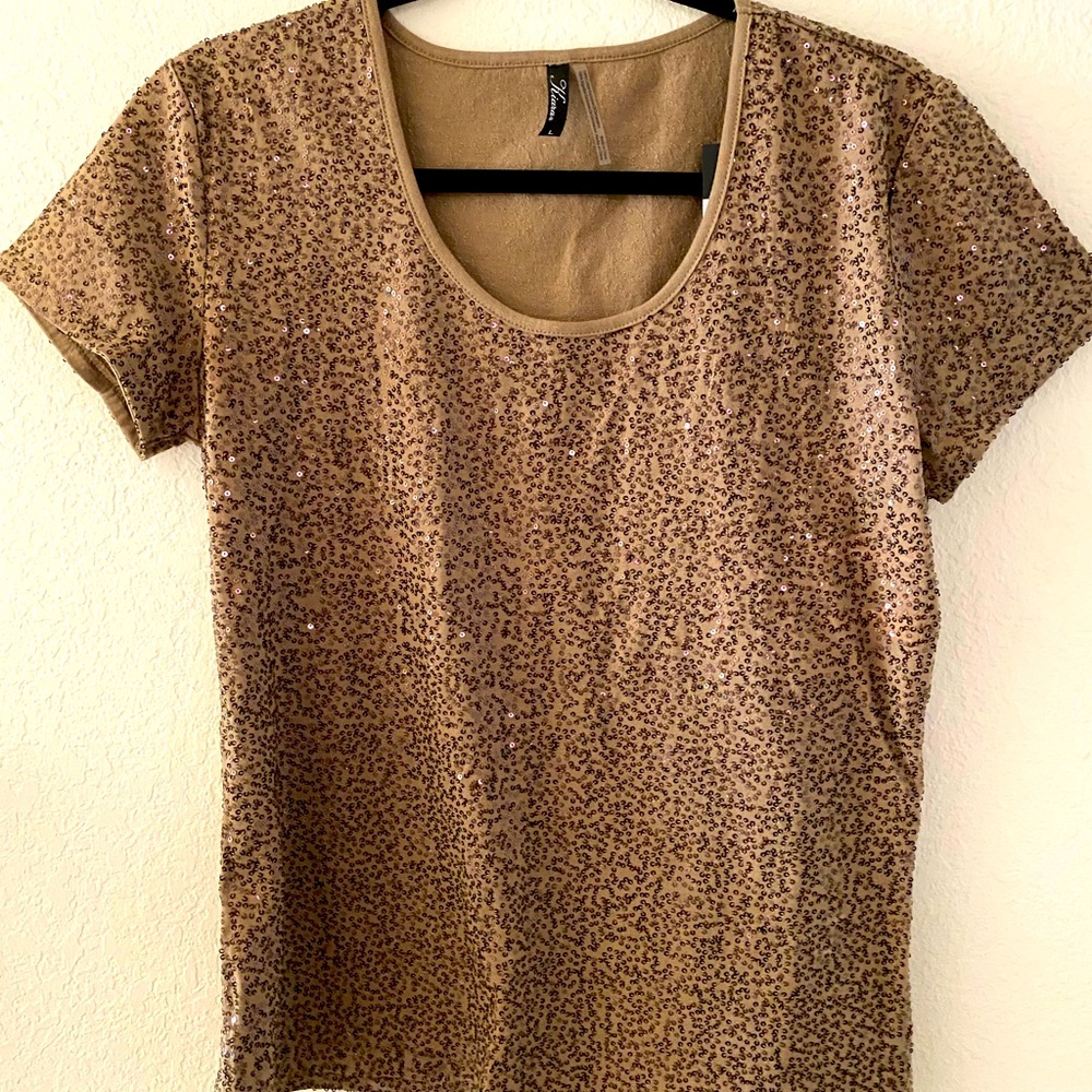 Sequined front and back. One brown, one white  Size L
